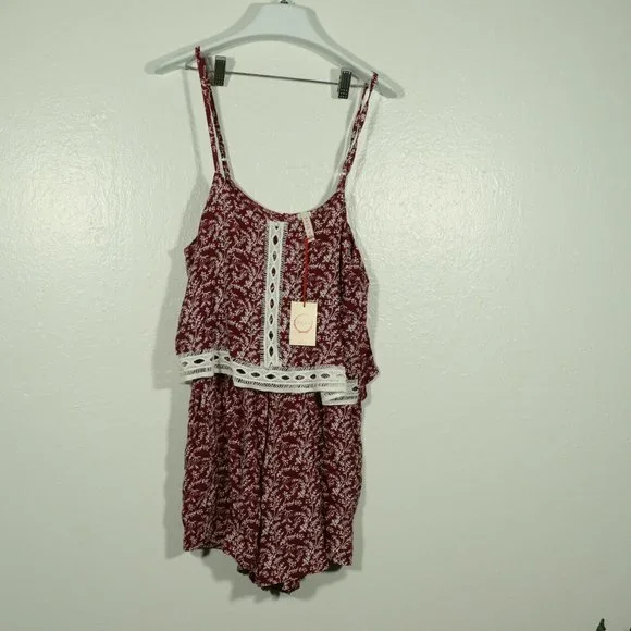NWT RAGA Wild Love Crochet Trim Romper